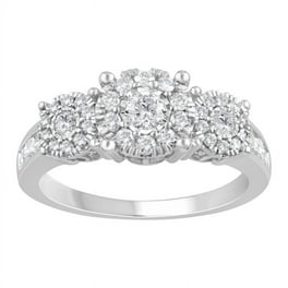 0.75 Ct Round White Natural Diamond Three Stone Engagement Ring in
