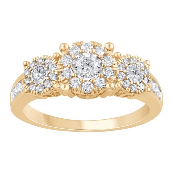 Unique Moments Women's 0.75 ct Round Lab Grown Three Stone Diamond Engagement Ring 14KT Yellow Gold