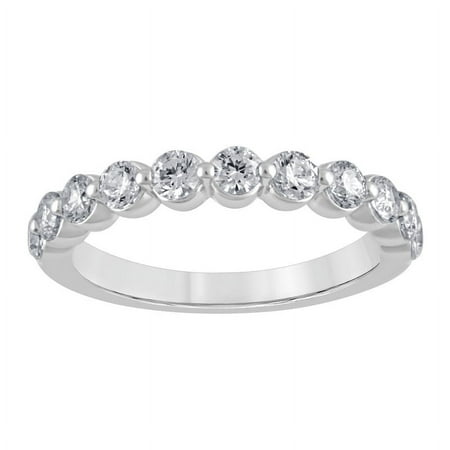Unique Moments Women's 1.00 ct Round Half Eternity Lab Grown Diamond Wedding Band Ring 10KT White Gold