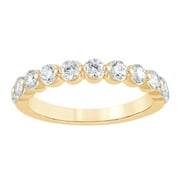 DIAMONDMUSE Unique Moments Women 1.00 Ct Round Half Eternity Lab Grown Diamond Wedding Band Ring 10Kt White Gold