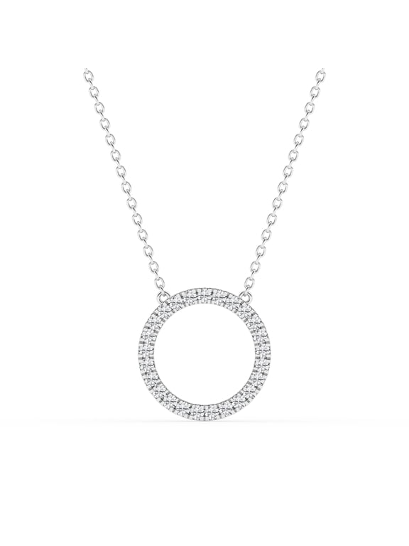 Unique Moments Women's 1/2 Carat Round Lab Grown Diamond Circle of Life Pendant Necklace in Sterling Silver, G-H Color, SI2-I1 Clarity