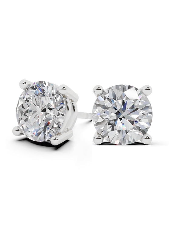 Unique Moments Women's 1/2 Carat Round Lab Grown Diamond Stud Earrings in Sterling Silver, G-SI