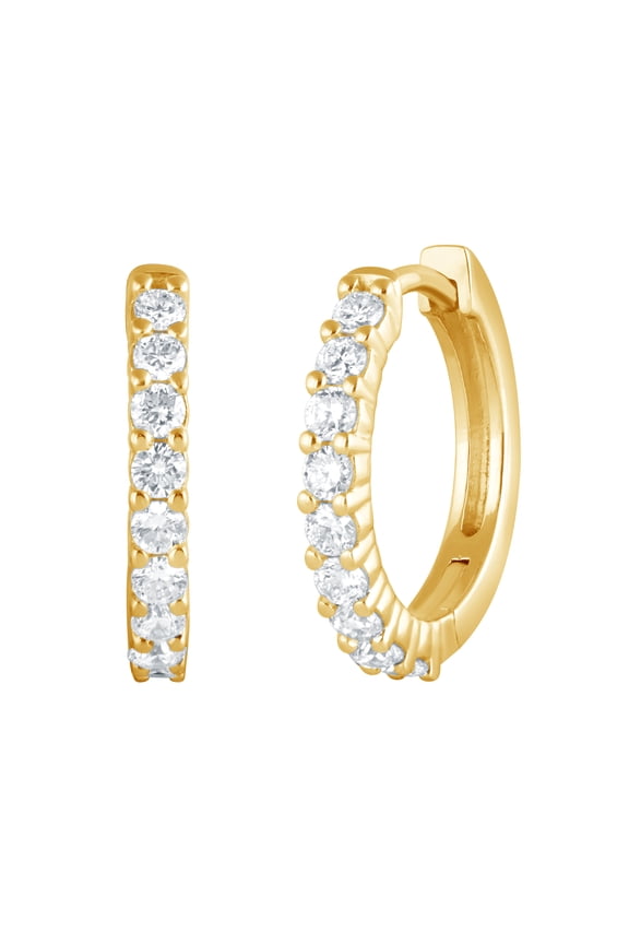 Women's 1/2 Ct. Round Lab Grown Diamond Huggie Earrings in Yellow Gold Plated Sterling Silver