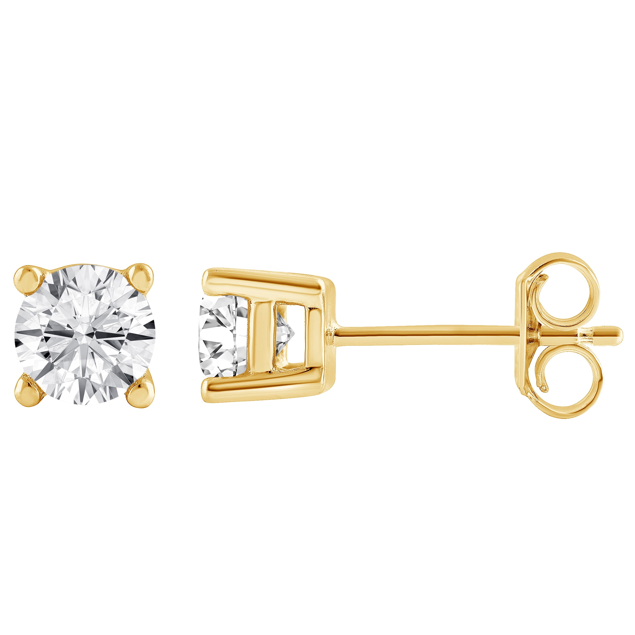 Unique Moments Women's 1 Ctw Round Lab Grown Diamond Stud Earrings Sterling Silver Yellow Plating