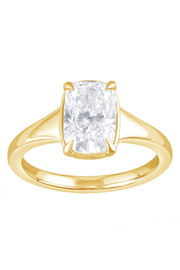 Women's 2 Ct. Elongated Cushion Cut Lab Grown Diamond Ring in Gold Vermeil