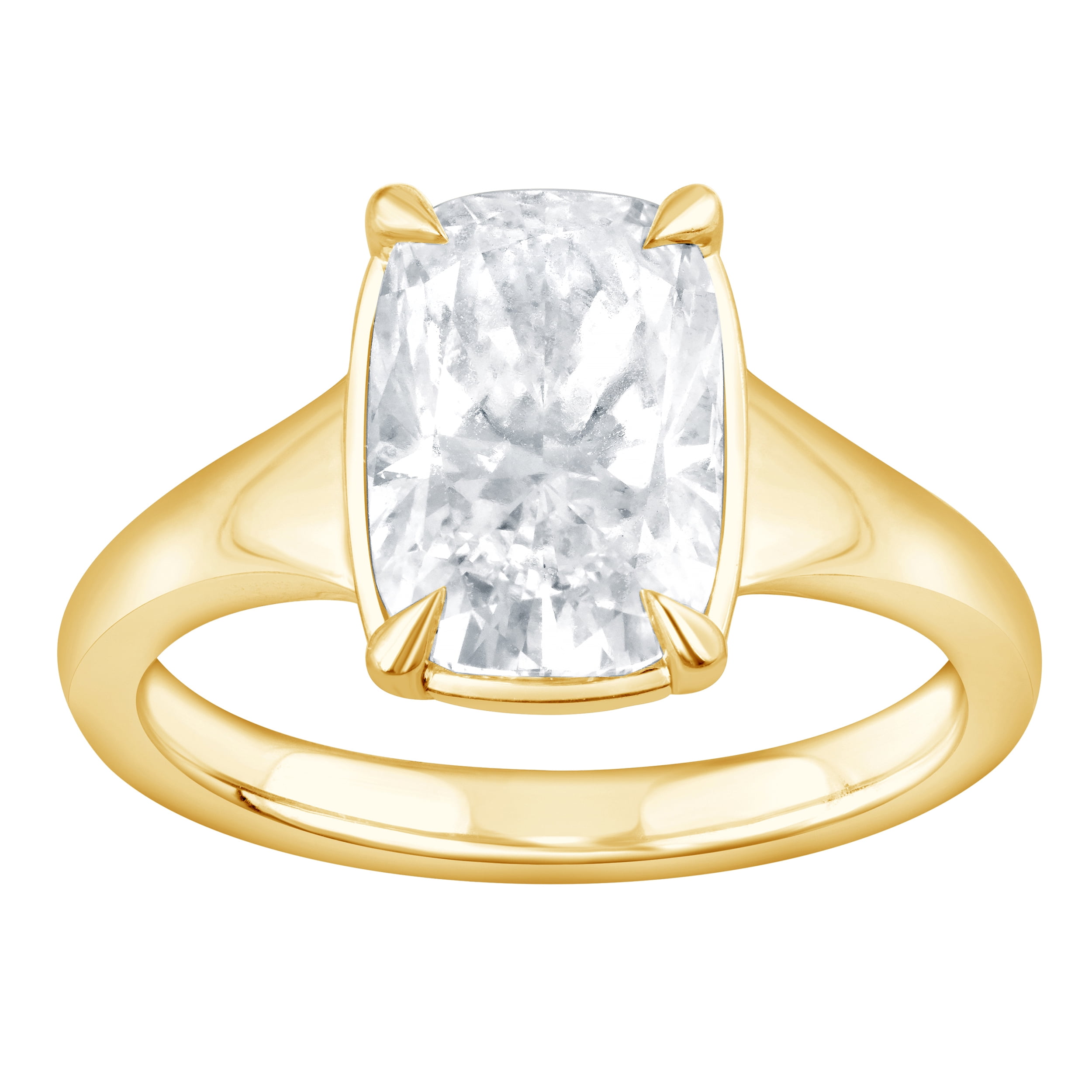Brilliance Fine Jewelry Women's 3 Ct. Elongated Cushion Cut Lab Grown Diamond Ring in Gold Vermeil