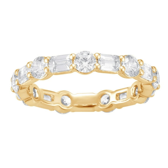 Unique Moments Women's 3.00 ct Emerald Round Lab Grown Diamond Eternity Wedding Band Rings 10KT Yellow Gold