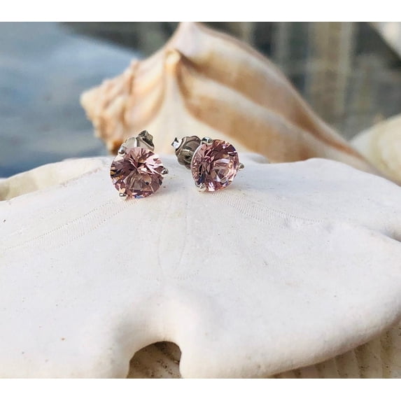 Unique Morganite Stud Earrings For Women Art Deco Morganite Earrings 925 Sterling Silver Emerald Cut Stud Earrings Women Handmade Earrings