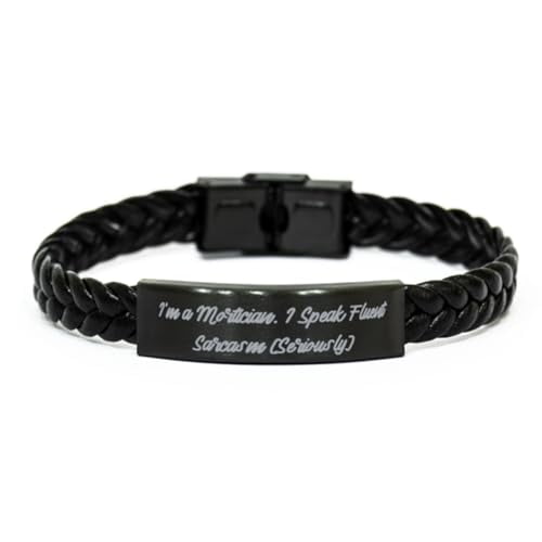 Unique Mortician Gifts, I'm a Mortician. I Speak Fluent, Mortician Braided Leather Bracelet From Coworkers, Gifts For Friends, Holiday gifts from coworkers, Secret Santa gifts from coworkers, Gag