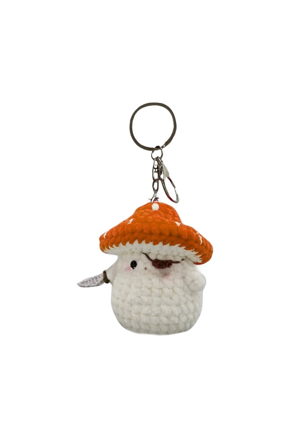 Unique Mushroom Shaped Keychain Crochet Dolls Pendant Keyring Handmade Key Chain Stylish Cotton Yarn Accessory