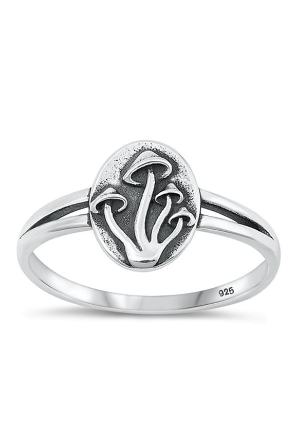 Unique Mushroom Toadstool Ring .925 Sterling Silver Band Jewelry Female Male Unisex Size 4