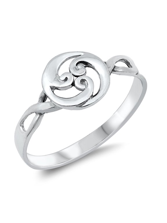 Unique Mystic Celtic Knot Spiral Circle Ring .925 Sterling Silver Band Jewelry Female Male Size 8