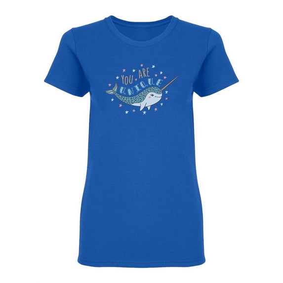 Unique Narwhal Design Shaped T-Shirt Women -Image by Shutterstock, Female Large
