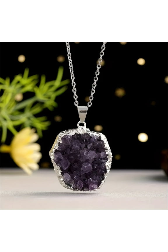 Unique Natural Amethyst Pendant Necklace - Irregular Crystal Charm for Everyday & Special Occasions, Perfect Gift for Her,N31792