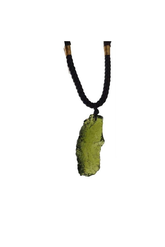 Unique Natural Crystal Quartz Necklace Pendant - Green Stone Meteorite Jewelry for Unisex, Stress Relief, Gift