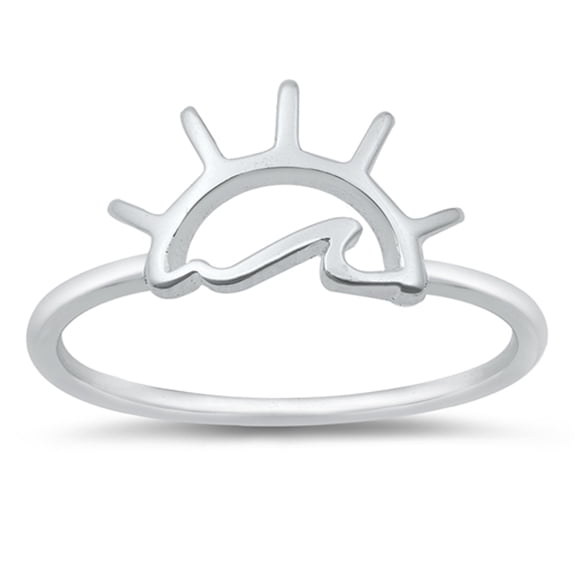 Unique Ocean Sunrise Sunset Beach Ring .925 Sterling Silver Band Jewelry Female Male Unisex Size 8