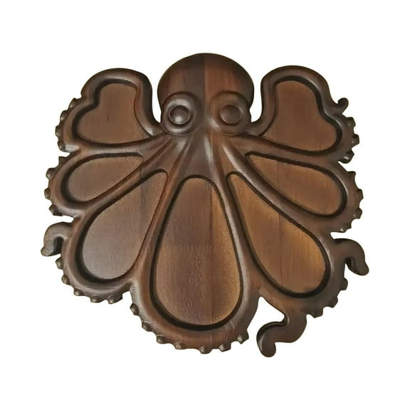 Unique Octopus Shaped Appetizer Tray - Party-Ready Snack Board for Cold Cuts, Seafood & Wedding Finger Foods (Easy-Clean Natural Wood)‌