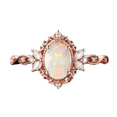 thumbnail image 1 of Unique Opal Engagement Ring in 14k Rose Gold Vermeil - Nature Inspired Art Deco Promise Rings for Women, 1 of 6