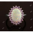 thumbnail image 1 of Unique Opal Lavender Amethyst Flower Ring,Oval Cut Amethyst Promise Ring,Floral Cluster Opal Halo Ring,Birthstone,Anniversary Gift For Women, 1 of 2