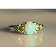 thumbnail image 1 of Unique Opal and Peridot Engagement Ring 925 Ring Opal Wedding Ring Art Deco Opal Bridal Ring Three Gemstone Wedding Ring Unique Promise Ring, 1 of 2