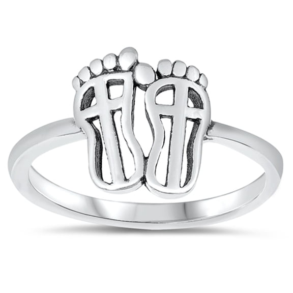 Unique Open Cross Footprints Religious Sterling Silver Ring 925 Jewelry Female Male Unisex Size 9