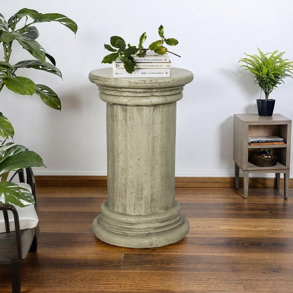 Unique Outdoor Concrete Side Table,Round Pillar End Table, Lightweight Small Accent Garden Stool for Home, Patio, Garden, Backyard