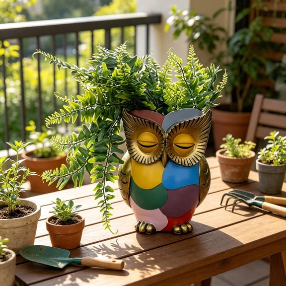 Unique Owl Shaped Resin Vase, Multicolor Creative Tabletop Decorative Vase, Artistic Flower Container For Home Wedding Restaurant Office Shelf Table Decoration And Gifting