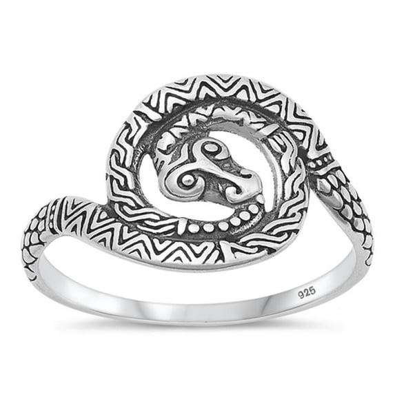 Unique Oxidized Coiled Snake Ring .925 Sterling Silver Band Jewelry Female Male Unisex Size 11