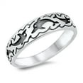 thumbnail image 1 of Unique Oxidized Dolphin Wave Ocean Animal Ring .925 Sterling Silver Band Jewelry Female Male Size 10, 1 of 4