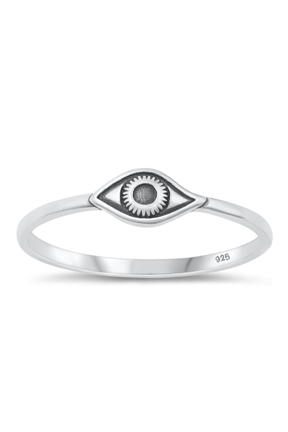 Unique Oxidized Eye Ring .925 High Polished Sterling Silver Band Jewelry Female Male Unisex Size 8