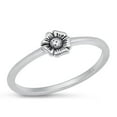 thumbnail image 1 of Unique Oxidized Flower Ring .925 Minimalist Sterling Silver Band Jewelry Female Male Unisex Size 10, 1 of 4