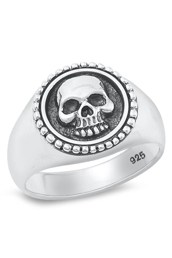 Unique Oxidized Skull Ring .925 Sterling Silver Skeleton Band Jewelry Female Male Unisex Size 9