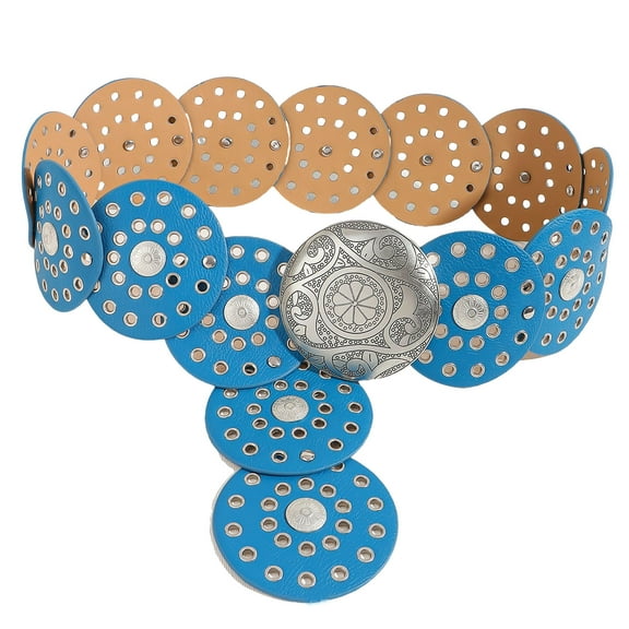 Unique PU Leather Belt Vintage Waist Cincher with Rivet Embellishments and Western Cowgirl Charm Waist Decoration