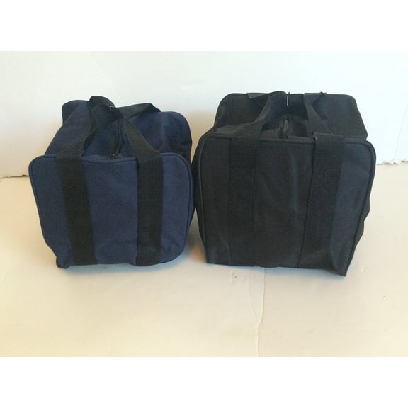 Unique Package - Pack of 2 Extra Heavy Duty Nylon Bocce Bags - Blue with Black Handles and Black with Black Handles