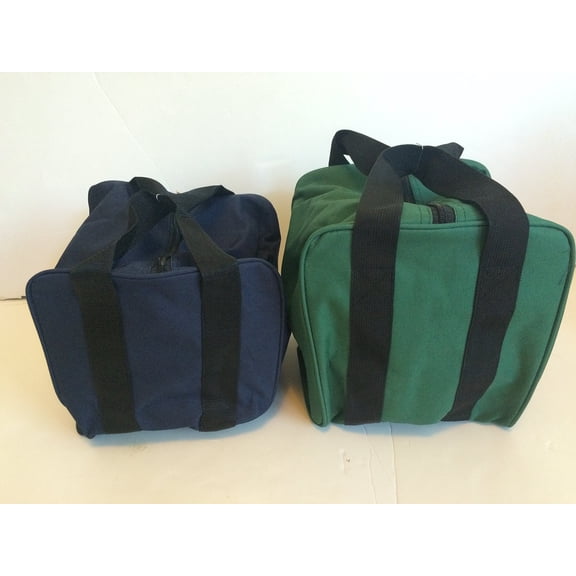 Unique Package - Pack of 2 Extra Heavy Duty Nylon Bocce Bags - Blue with Black Handles and Green with Black Handles