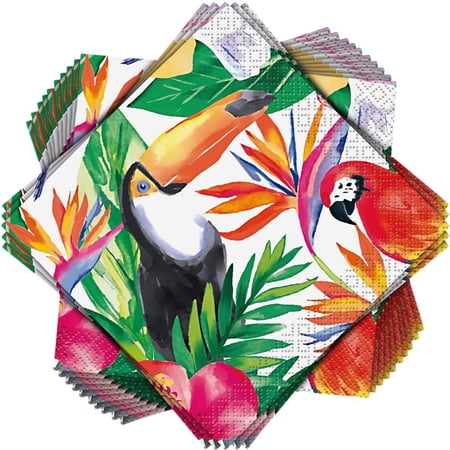 Unique Palm Tropical Beverage Napkins 16pc