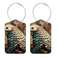 thumbnail image 1 of Unique Pangolin Square PU Leather 2 Pack Travel Tag - Bag Tag - Suitcase Tag with Privacy Cover and Stainless Steel Ring - Suitable for Travel, Backpack, and Handbag, 1 of 7