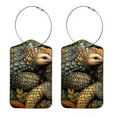 thumbnail image 1 of Unique Pangolin Square PU Leather Luggage Tags, 2 Pack, with Privacy Cover and Stainless Steel Ring - Suitable for Travel, Backpack, Handbag - Bag Tags, Handbag Tags, 1 of 7