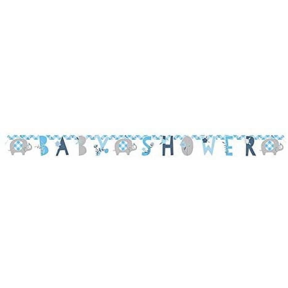 Unique Party 78398 Elephant Baby Shower Jointed Letter Hanging Banner, Blue