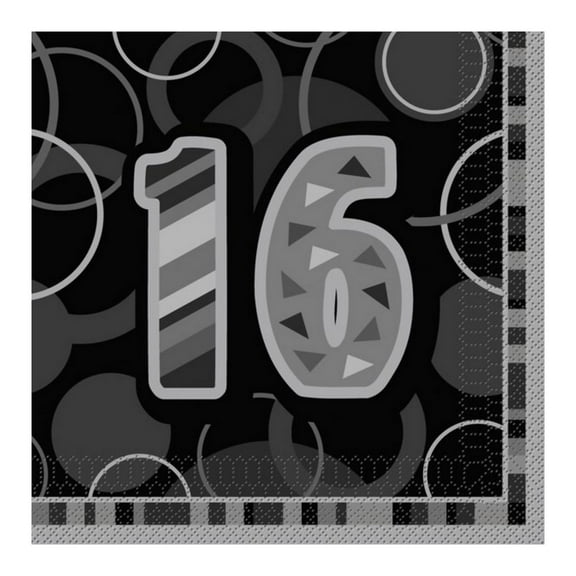 Unique Party Black Glitz 16th Birthday Party Napkins
