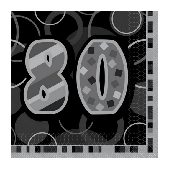 Unique Party Black Glitz 80th Birthday Party Napkins