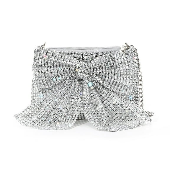 Unique Party Clutch Evening Bag Shoulder Purse With Butterfly Bows Designs And Metal Chain For Elegant Ladies