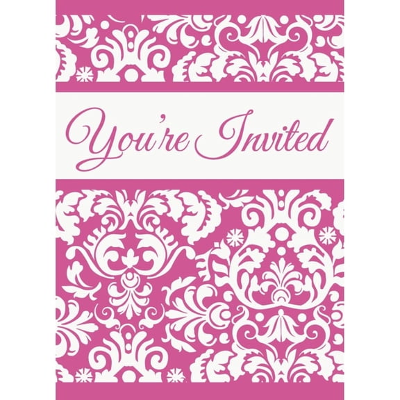 Unique Party Damask Invitations (Pack of 8)