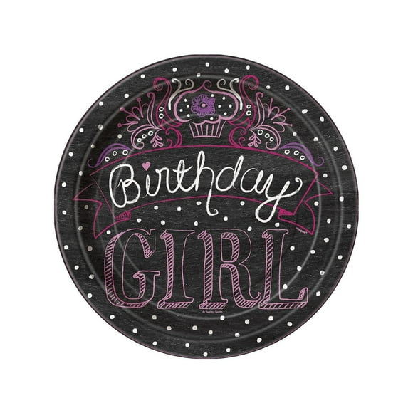 Unique Party Girl Birthday Party Plates (Pack of 8)