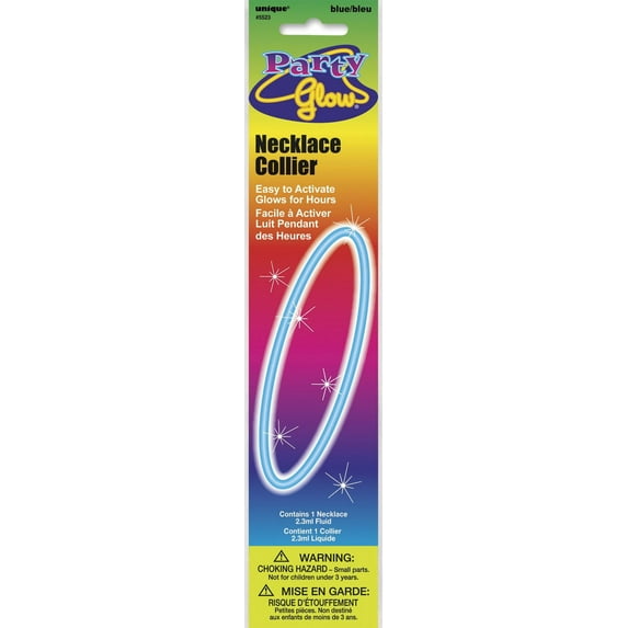 Unique Party Glow Necklace, 20", Blue (Pack of 16)