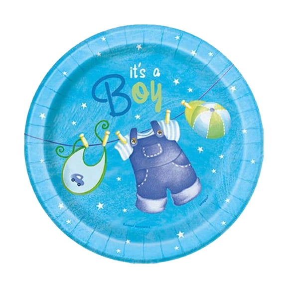 Unique Party It's A Boy Clothes Line Baby Shower Party Plates (Pack of 8)
