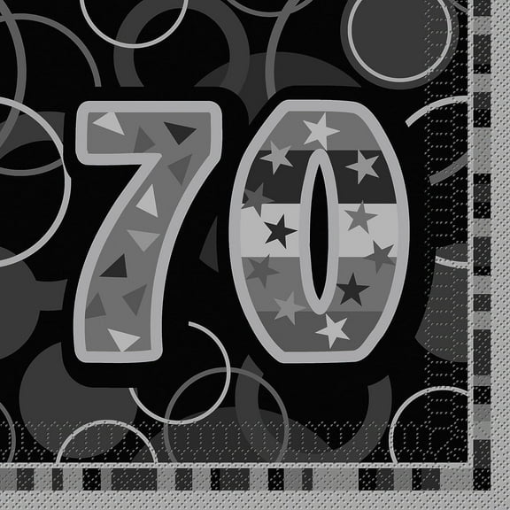 Unique Party Paper Glitz 70th Napkins (Pack of 16)