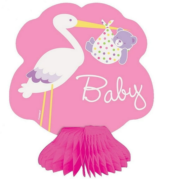 Unique Party Stork Baby Girl Decoration (Pack of 4)
