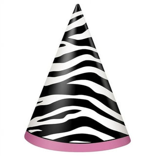 Hot Pink Zebra Print Birthday Party Hat - Pink Princess