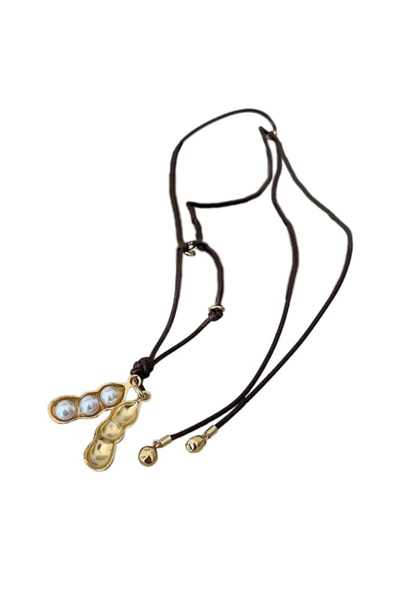 Unique Peanut Pea Design Necklace Featuring Artificial Pearls User Friendly Allergy For Sensitive Skin